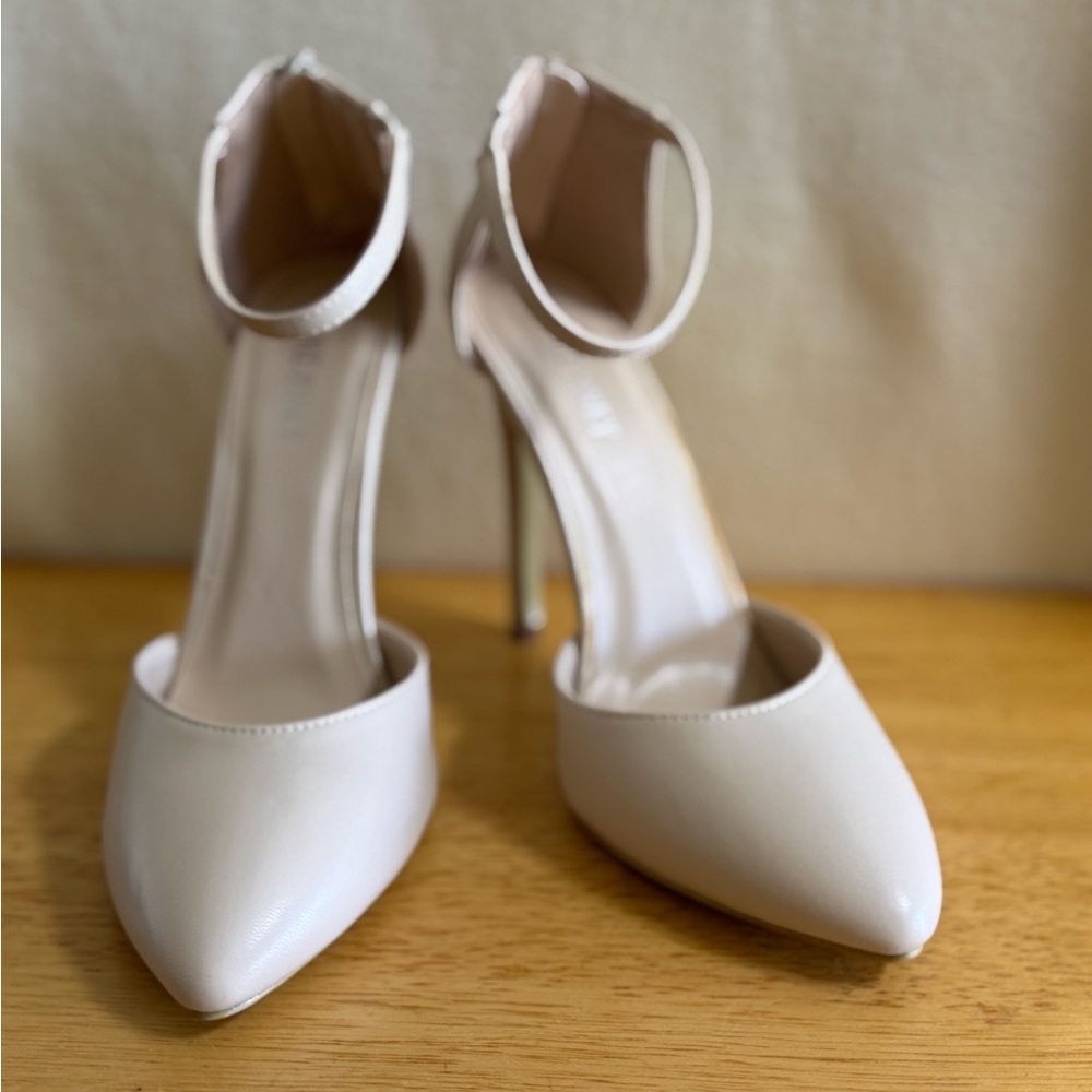 Cream Ankle Strap High Heels